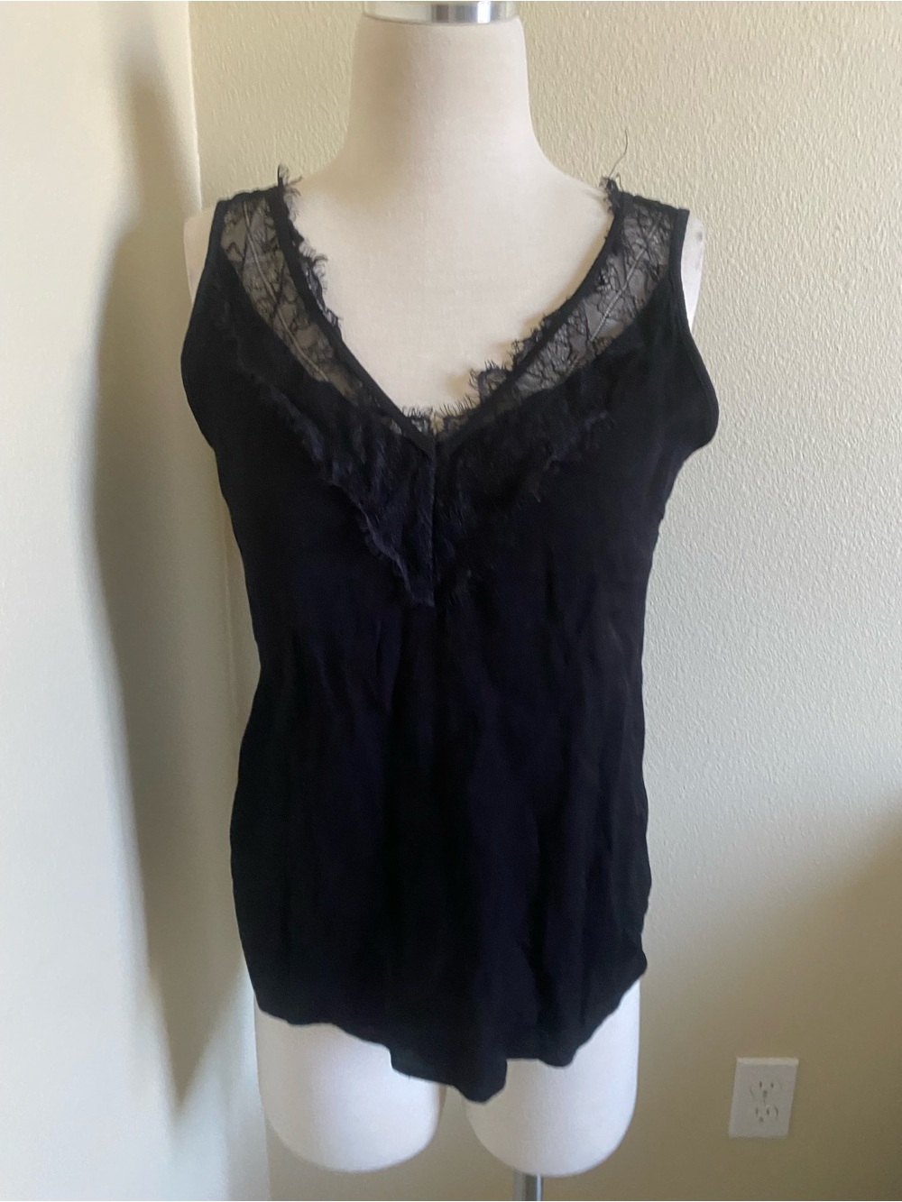 Love Stitch Black Lace V-Neck Camisole
